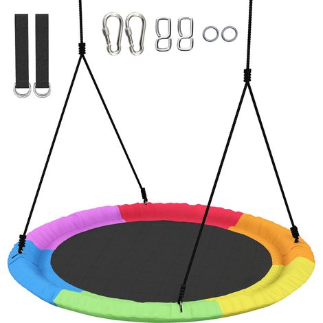 AIYAPLAY Altalena a Nido Corde Regolabili Ø100cm Multicolore