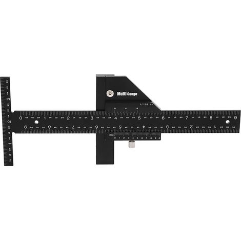 Règle en T bois 0-250mm 10in, aluminium double fonction marquage traçage, outil menuiserie précision, équerre scriber, mesure et tracé, 1 pièce (1/5)