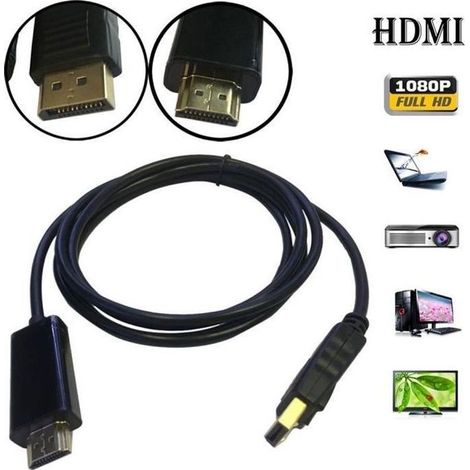 1.8M Displayport Display Port DP vers HDMI mâle à mâle Full HD haute vitesse @wh1296 (1/4)