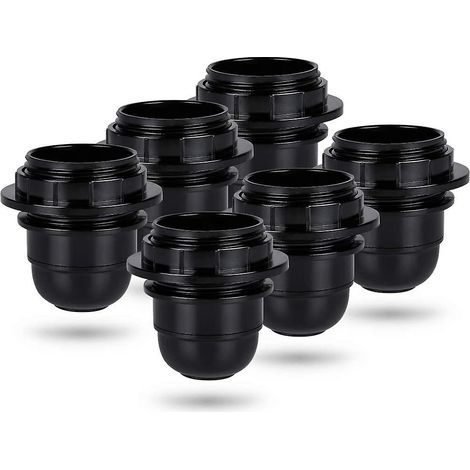 Douille a vis e27 noire - 6x Douille lampe e27 anneau en plastique - Douille ampoule e27 - Support douille ampoule e27 pour plafond et lampe suspendue - e27 douille ampoule (1/4)