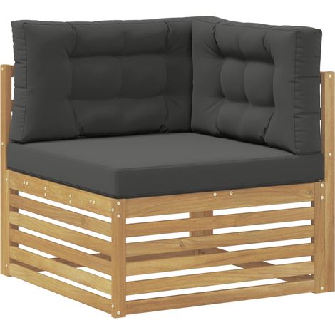 Canapé d'angle extérieur Bois d'Acacia Massif Blanc vidaXL