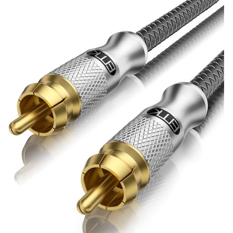 Câble RCA Câble Subwoofer Câbles Audio Coaxiale RCA vers COAX (2 m) Plaqué or (Double blindage, Split-tip) Câble SPDIF Mâle à Subwoofer Mâle pour DVD, AMP, TV, Barre de son, Soundbar (1/5)
