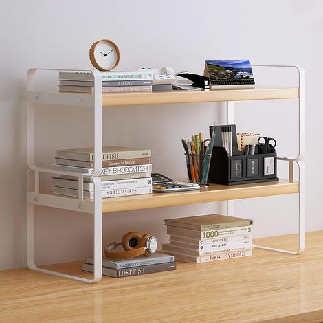 Schreibtisch-Organizer aus Holz – Hübsches Aufbewahrungsregal für Kommode und Schreibtisch, ästhetische Dekoration für Frauen, Männer und Kinder (schwarzes Holz, normal) (1/5)