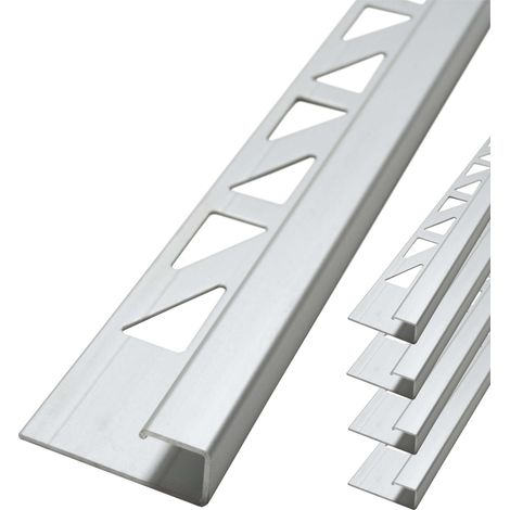 Dalsys Fliesenschiene Eckprofil Quadratprofil Aluminium (eloxiert, Fliesenprofil - Chrom glänzend 2,5m x 10mm, 5 Stück (1/5)