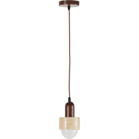 Suspension en travertin et bois naturel - noir et naturel (1/5)