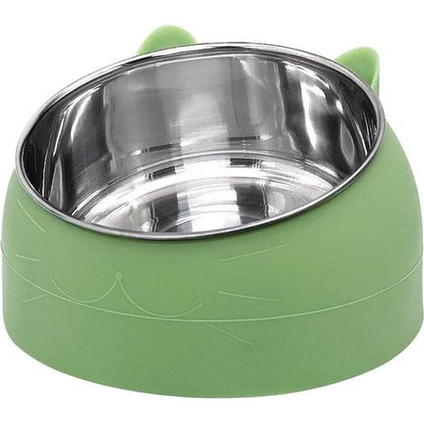 Stainless steel cat bowl - Cat water bowl - Multifunctional - For food and water - Green, 200ml (1/5)
