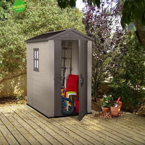 Casetta da giardino Keter factor in resina beige 4x6 189 x 129,5 x h. 216,5 cm