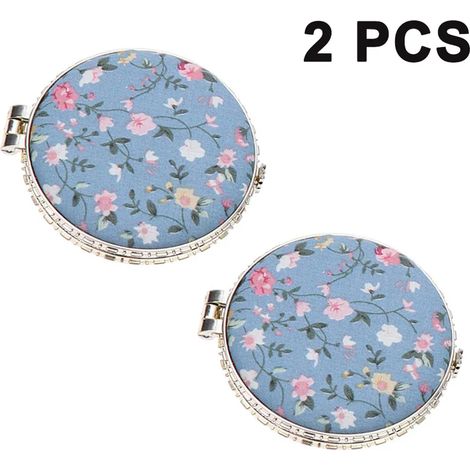 2 Piezas Espejo de Bolsillo Portátil Espejo de Maquillaje Doble Cara Retro Pequeño Espejo de Maquillaje Doble Cara Plegable (1/5)