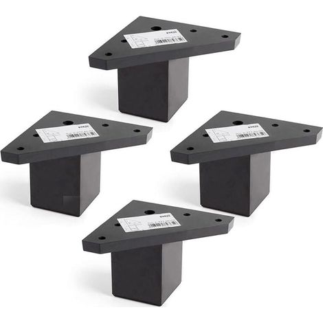 4 Pièces Pied de Meuble avec Plaque de Montage - pour Le Table, lit, chaises - Alliage d'aluminium - Hauteur: 6 cm - Couleur: Noir - Ne Comprend Pas Les vis (1/4)
