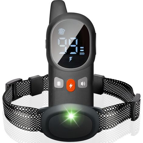 Collier d'éducation anti-aboiement — Télécommandé, étanche, dispositif d'avertissement par stimulation électrique et vibrations pour animaux de compagnie (1/4)