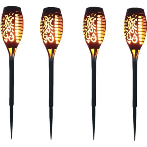Lampe solaire 12 LED 54cm – Lumière vacillante – Décor de jardin extérieur – Lot de 4 (1/5)