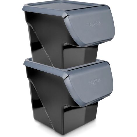 Recipiente para frutas y verduras con tapa, antracita, 13 l, 2 uds.