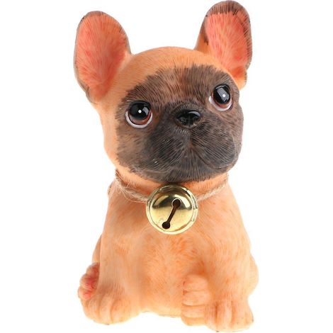 Wunderschöne, lebensechte Bulldoggen-Figur aus Kunstharz, braun, für die Dekoration von Zuhause oder dem Schreibtisch. (1/5)