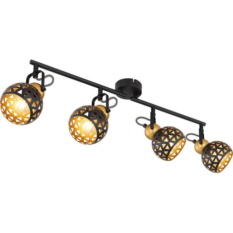 Barre de spots de plafond noir mat 4x E14