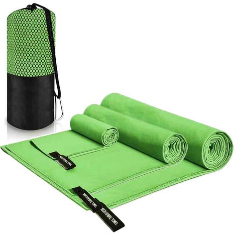 Lot de serviettes en microfibre, séchage rapide, avec sac de transport, polyvalent sport plage voyage maison (1/5)