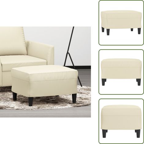 Sofa-Fußhocker - vidaXL Fußhocker Creme 60x50x41 cm Kunstleder - Relaxhocker (1/5)
