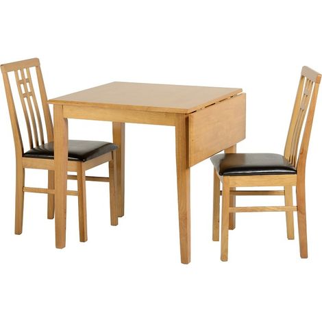 Vienna Drop Leaf Dining Set - Medium Oak/Brown Faux Leather (1/5)