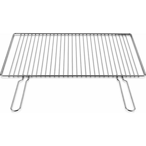 Griglia per Barbecue in Acciaio Cromato, Regolabile su più Altezze, Scorrevole per camino per Carne e Pesce 65x35 cm