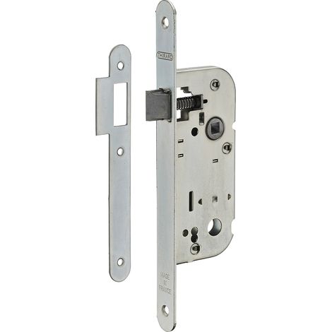 Thirard – Serrure encastrable bec de cane pour porte intérieure – Acier – Demi-tour réversible – Entraxe 40mm – Têtière à bouts ronds (1/3)