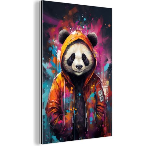 CUADRO DE METAL Panda - Chaqueta - Graffiti - Naranja Cuadros Para Dormitorio 60x90 (1/5)