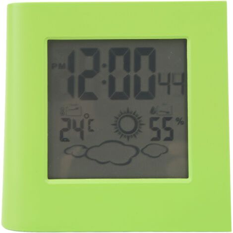 Réveil solaire à double énergie avec prévisions météo (température et humidité) - Vert (1/5)