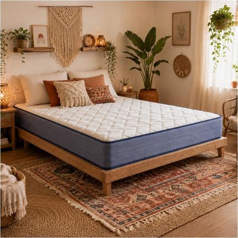 Matelas - JUANIO - Serena - 140x190x20 cm - Mousse à mémoire haute densité - Réversible