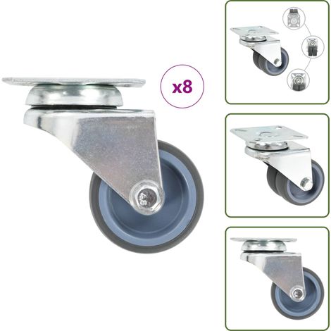 8 Stk. Lenkrollen mit Zwillingsrad 50 mm - Lenkrolle - Lenkrollen - Schwenkrolle - Schwenkrollen (1/5)