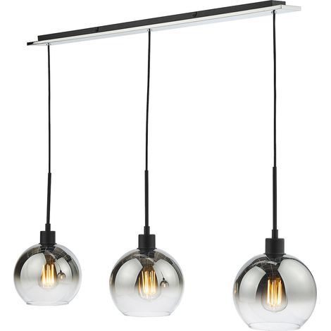 Lycia Suspension à 3 lumières en verre fumé noir mat ombré (1/5)