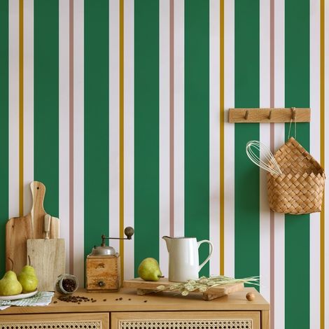 Papier peint raccordable - Aveiro - Vert - intissé : 150g/m² - 4 lés : 192x270cm (1/5)