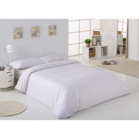 FUNDA NORDICA de algodón peinado color blanco - Cama de 150/160 (1 pieza) - 100% algodón - 200 hilos. Gramage: 125 (1/4)