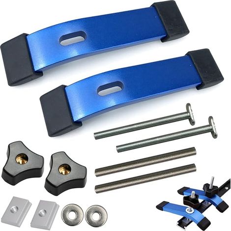 Rail Clip Set, Tightening Tools for Working Wood Metal, Clamp Down Hold Quick Action Aluminium Alloy, Set of T-Track Holding Pliers for Jig Table Carpentry (Blue)
