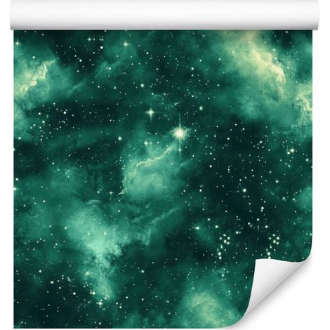 Papier peint aquarelle galaxie dans les tons mer, turquoise et vert 50x1000 cm (1/5)
