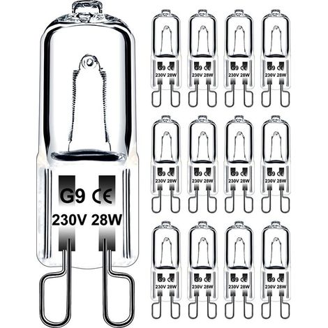 Kaelt - Ampoule G9 28W 230V Dimmable Blanc Chaud, Ampoule Halogène G9 Tolérance de 300°C, Ampoule Four G9 Pour Four Micro-ondes Cuisinière Plafonniers, Lot de 12 [Classe énergétique G] (1/5)