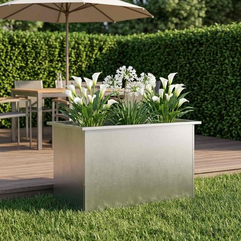 vidaXL Jardinière de jardin avec LED Argenté 50 x 80 x 48 cm (1/5)