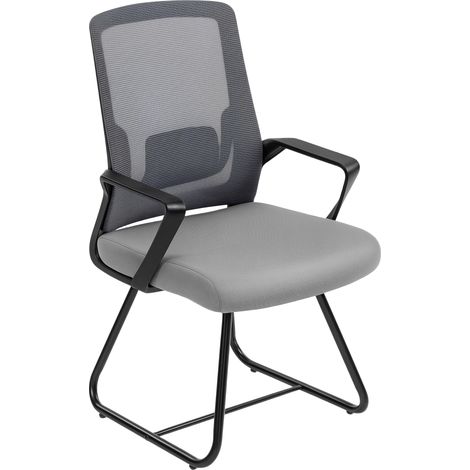 HOMCOM Sedia Ergonomica in Tessuto Rete per Sala d'Attesa, Grigio Scuro (1/5)