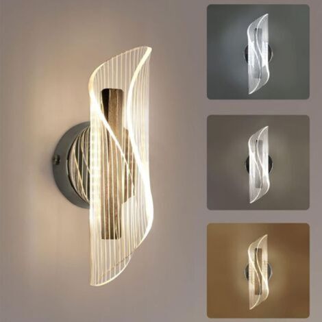 Modern 10W LED wall light – Curved design – 3 color temperatures 3000K/4000K/6500K – RA≥85 – Soft lighting for living room and bedroom (1/5)