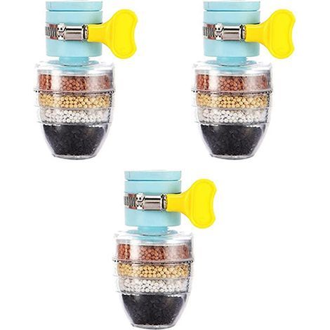 Filtre À Eau Pour Robinet - Charbon Actif Coco - Purificateur D'Eau Pour Cuisine Et Salle De Bain - Compatible Robinets Universels - 3 Pièces (1/5)
