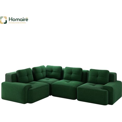 Canapé modulable en velours côtelé vert avec accoudoirs 295 x 295 x 69 cm HOMAIRE (1/5)