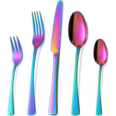 Besteckset Edelstahl Regenbogen 6er Messer 30 Teilig-bunte 30 teilig (1/5)