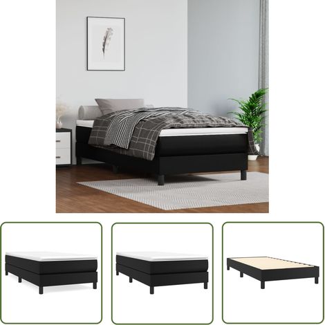 The Living Store Cadre de lit sans matelas noir 90x190 cm similicuir - Cadre De Lit - Lit Double - Lit Noir - Similicuir - Literie (1/5)