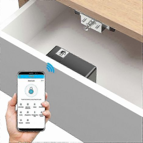 Cette serrure intelligente pour meubles utilise les technologies NFC et RFID et est dotée d'un loquet coulissant dissimulé, ce qui la rend idéale pour la sécurité des meubles à monter soi-même. (1/5)