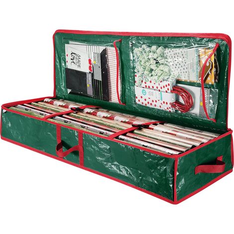 Sac De Rangement Pour Papier Cadeau De Noël - Compartiments Réglables Et Poches Intégrées - Pour Rubans, Guirlandes, Jouets, Cartes Et Accessoires Festifs - 1 Pièce