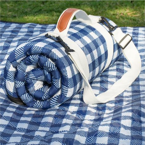 Tapis d'extérieur imperméable surdimensionné 80 x 80 pouces, couverture pliable et résistante au sable pour la plage, les pique-niques, le camping et les voyages, tapis de jardin portable, noir (1/5)