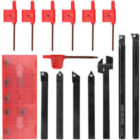 Outil de tournage avec clé de serrage avec insert pour porte-outil CNC tour-8mm, 7 pièces (1/5)