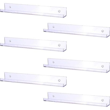 Ensemble de 6 étagères en acrylique, étagère murale flottante de 38 cm (15 po) pour chambre d'enfant, étagères d'exposition pour photos, étagères pour figurines Funko Pop, rangement pour jouets, étagè (1/5)