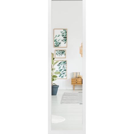 COSTWAY Specchio a Figura Intera Sopra la Porta, Specchio da Parete Lungo con Ganci per la Porta, Ideale per Camera da Letto Soggiorno Ingresso, 33x119 cm (Bianco) (1/5)
