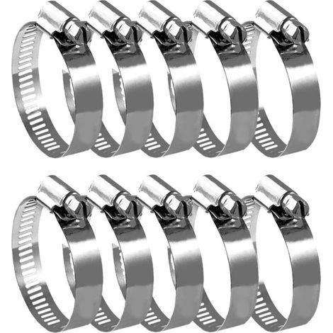 Colliers de serrage réglables en acier inoxydable 304 – Lot de 10, diamètre ajustable 18–32 mm pour tuyaux souples et durites (1/4)