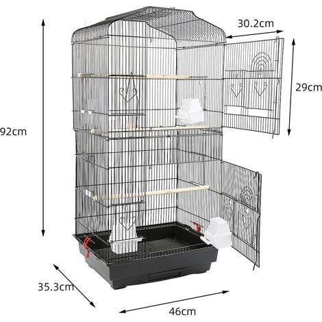 WYCTIN® Jaula de alambre para pájaros, portátil, 46×36×93cm (1/5)