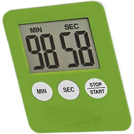 Minuteur de cuisine magnétique carré LCD numérique, compte à rebours, réveil, outil vert (1/5)