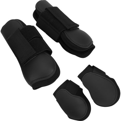 Lot de 4 guêtres pour chevaux (avant et arrière), protections tendineuses en PU avec coussinet intérieur, noir, taille XL. (1/5)